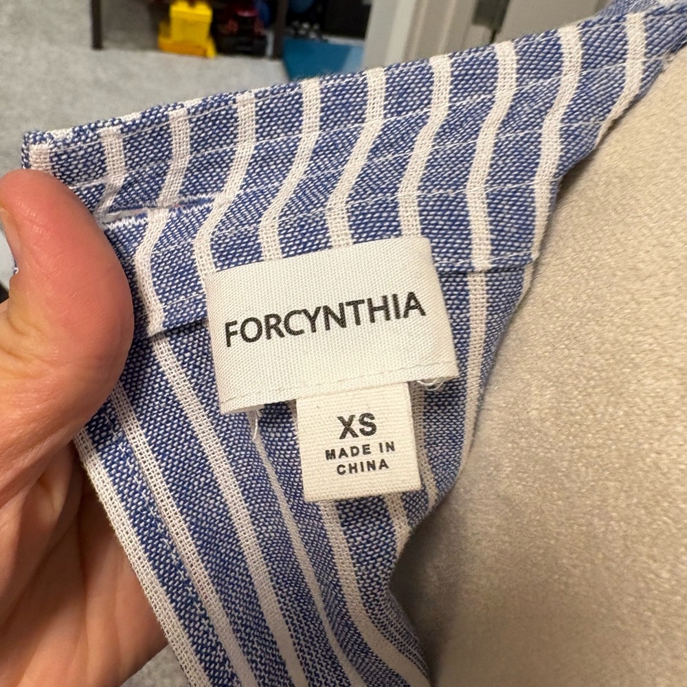 NWOT ForCynthia Linen Denim Blue and White Stripe Dress - XS/S - Picture 7 of 10